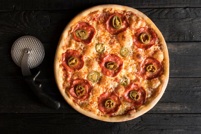 Spicy Diavola pizza with salami and chili