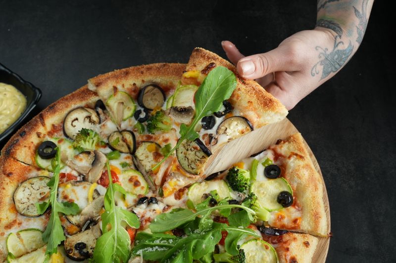 Truffle Mushroom White pizza with arugula