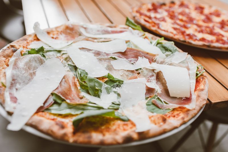 Prosciutto and fig pizza with gorgonzola cheese